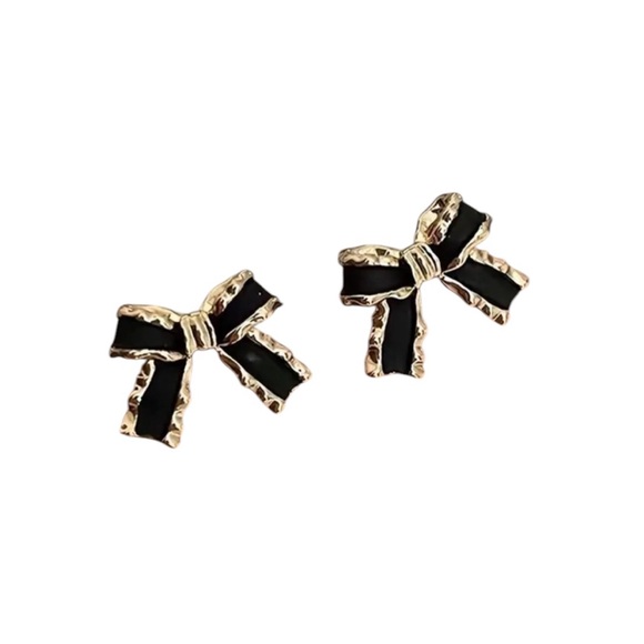 Fashion Jewelry Jewelry - Black Bow Stud Earrings